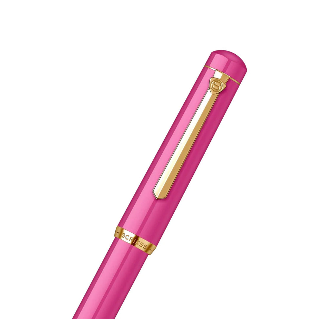 Scrikss | 419 Legendary | Fountain Ink Pen | Medium Nib | Gold Plated | Glossy Pink Barrel Scrikss